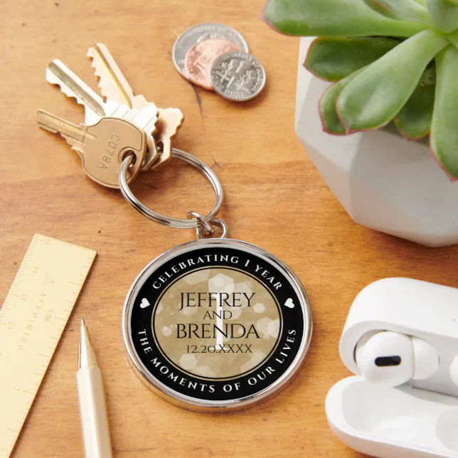 Elegant 1st Paper Wedding Anniversary Celebration Keychain