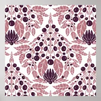 Art Nouveau Mauve & Purple–Vintage Floral Scallop  Poster