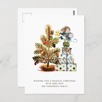 Cute Mice Christmas Tree Holiday Postcard