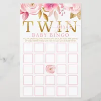 Twin Girls Baby Shower Bingo Game – Pink & Gold