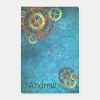 Personalized Steampunk Rusty Gears Post-It Notes