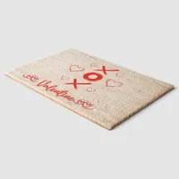 Valentine's XOXO with Hearts in Red | Fiber Doormat