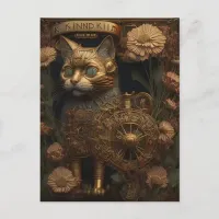 Steampunk Cat Gothic Digital Art Postcard