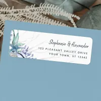 Watercolor Ocean Beach Blue Wedding Return Address Label