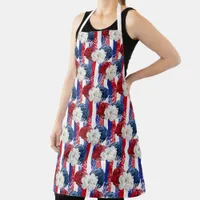 Red, White and Blue Floral Pattern Apron