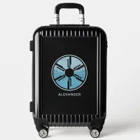 Geek SciFi Retro Futuristic Space Blue Ombre Luggage