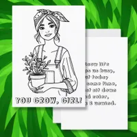 You Grow, Girl |  Plant Quote and Pun Coloring 