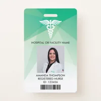 Modern Green Geometric Registered Nurse Photo ID Badge