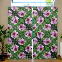 Bumblebee on Eastern purple Coneflower tiled Blackout Curtains