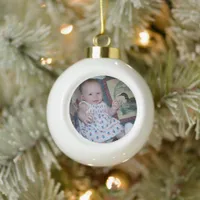 Custom Baby Family Pet Photo Ceramic Ball Christmas Ornament