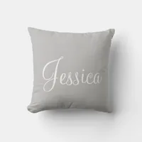 Modern Monogram Grey White Throw Pillow