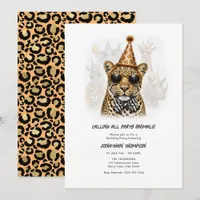 Party Animals Funny Leopard Kids Birthday Party Invitation