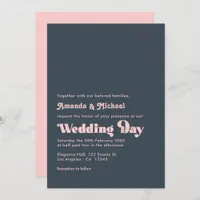 Sophisticated Charcoal & Blush Typography Wedding Invitation