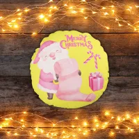 Cute Christmas in Pink | Round Pillow