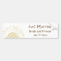 Yellow Sunflower Graphic Just Married Bumper Sticker