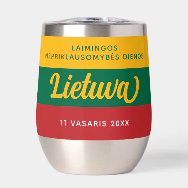 Lithuania Independence Day National Flag Thermal Wine Tumbler