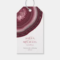 Agate Geode Glitter Wedding Burgundy ID647 Gift Tags