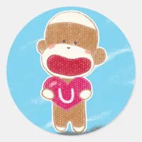 Sock Monkey Valentine Sticker