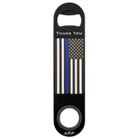 *~* Black White Police Thin Blue Line Flag Bar Key