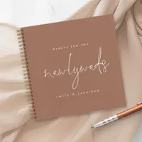 Newlyweds Script Wedding Soft Brown Guest Book