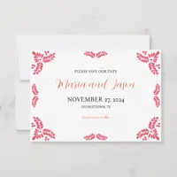 Mexican Talavera Orange Floral Minimalist Wedding Save The Date