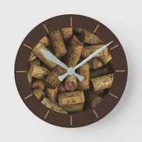 Wine Lover Bottle Corks Brown Photographic Round Clock