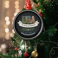 Elegant 250th Anniversary Bold Charcoal Silver  Metal Ornament
