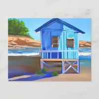 Blue Beach House and Ocean | Keeping in Touch Postcard
