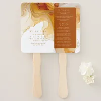 Amber Brandy Abstract Ink Wedding ID1089 Hand Fan