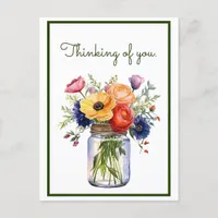 Customized Thinking of You Watercolor Flowers  Postcard