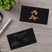 Custom logo image black gold business card