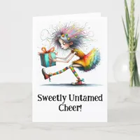 *  1 Colorful  Whimsical Christmas Girl  Gift AP97 Thank You Card