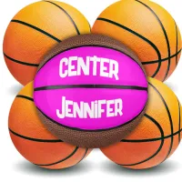 Monogrammed Name & Position in Brown | Mini Basketball