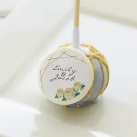 Elegant Gold Glitter Geometric Yellow Floral Wed Cake Pops