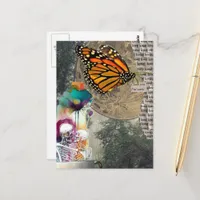 Skeletons Mixed Media Collage Postcard