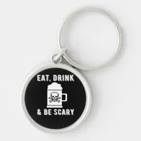 Eat Drink And Be Scary Halloween Beer Vintage Keychain
