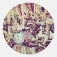 Grunge Merry-Go-Round Goat Classic Round Sticker