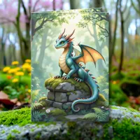 Whimsical Dragon Coloring Page and Birthday Card