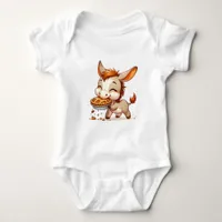 Adorable Donkey Steals Pie Baby Bodysuit