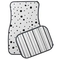 Black and White Polka Dots an Stripes Car Floor Mat