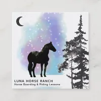 *~* Shaman Cosmic Moon Horse Ranch Rainbow Stars Square Business Card