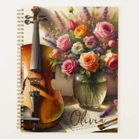 Violin, Sheet Music and a Vase of Flowers  Planner