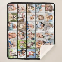 Simple Photo Collage Personalized Multi 30 Picture Sherpa Blanket