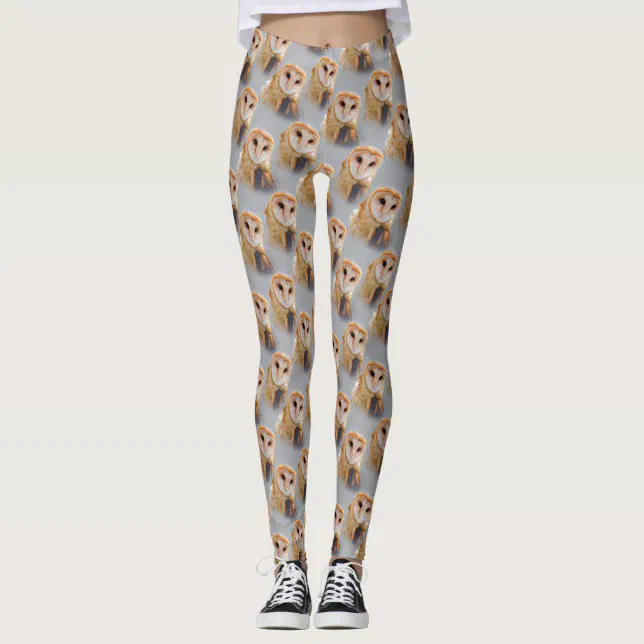 A Serene and Beautiful Barn Owl Leggings