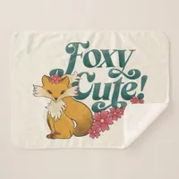 Foxy Cute with Flowers Sherpa Blanket