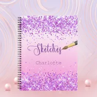 Sketchbook purple pink confetti name paint notebook