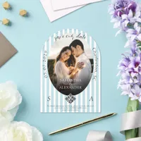 Romantic 1 Photo Scribble QR Code Save the Date Acrylic Invitations