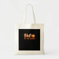 Tis The Season Pumpkin Leaf Latte Fall Thanksgivin Tote Bag