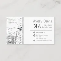 Modern Architectural Engineer Blueprint Sketch Business Card