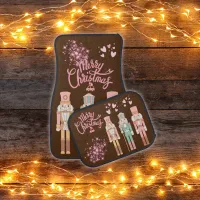 Christmas in Pink Nutcrackers on Brown |  Car Floor Mat